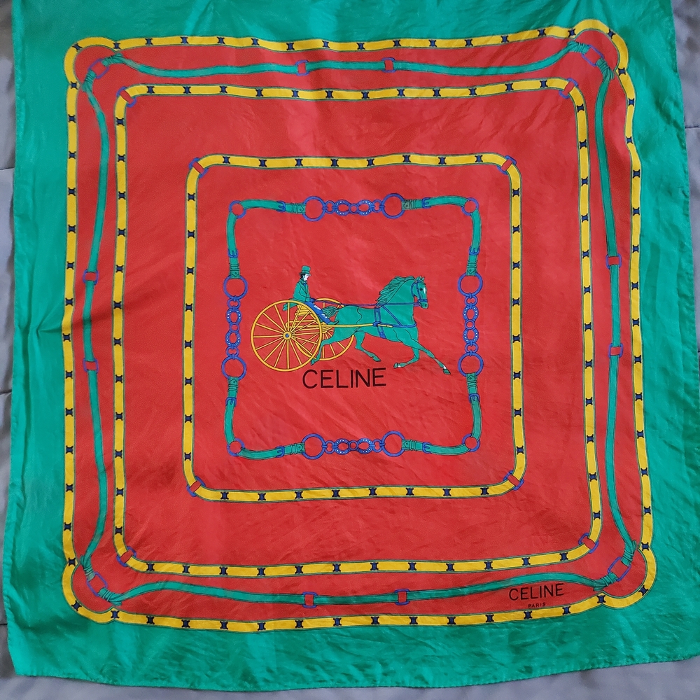 Celine Red and Green Scarf